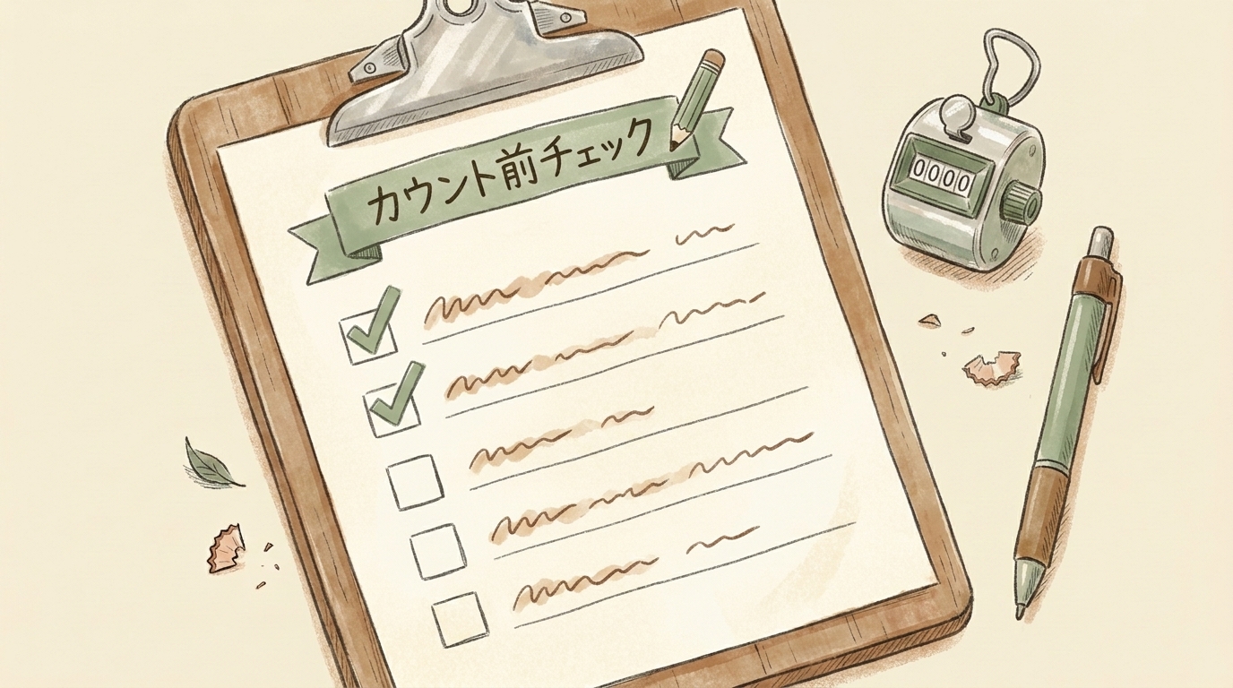 図解:カウント前チェックのクリップボード