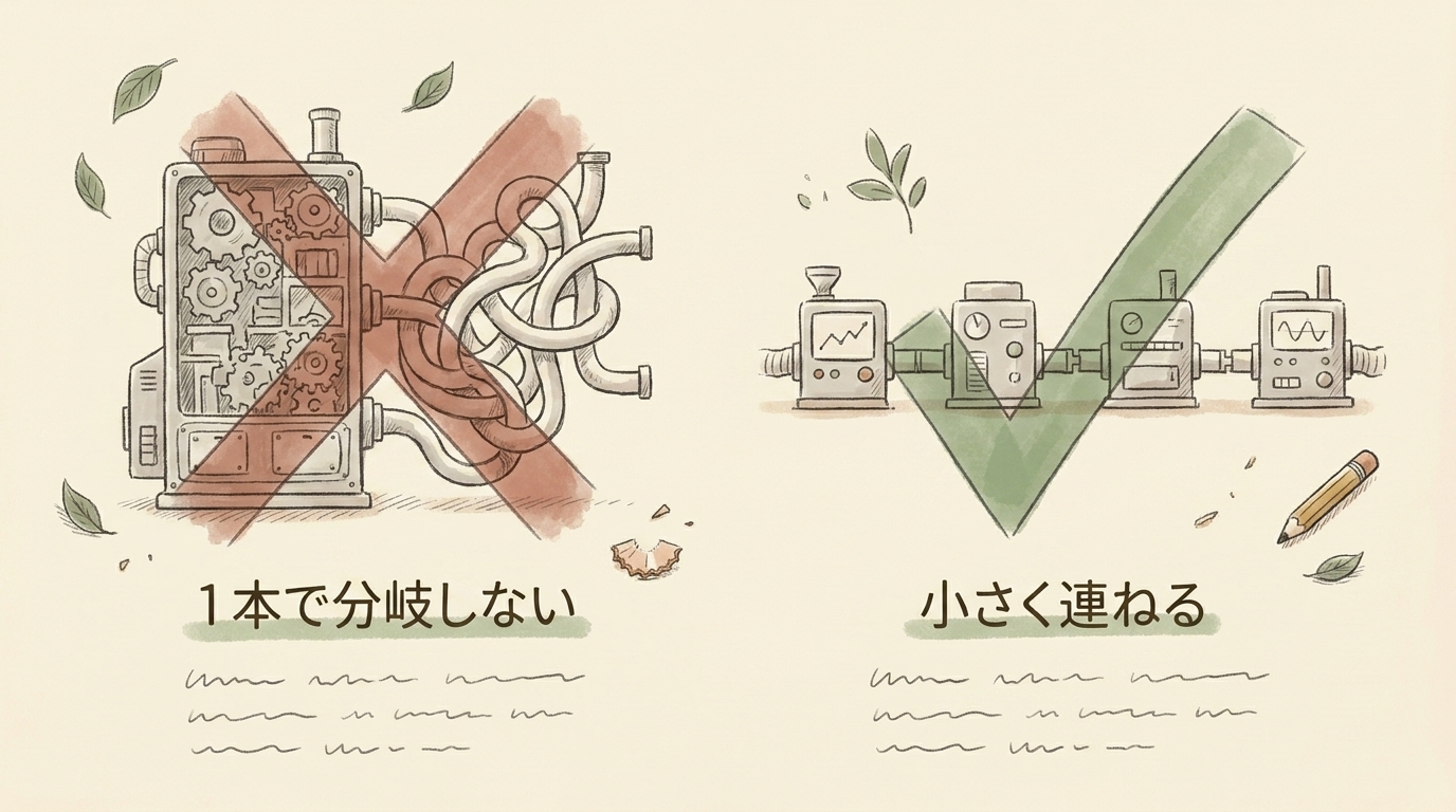 図解：1本で分岐せず、小さなAutomationを連ねる