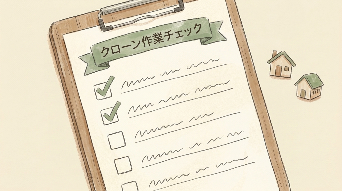 図解：クローン作業チェックのクリップボード