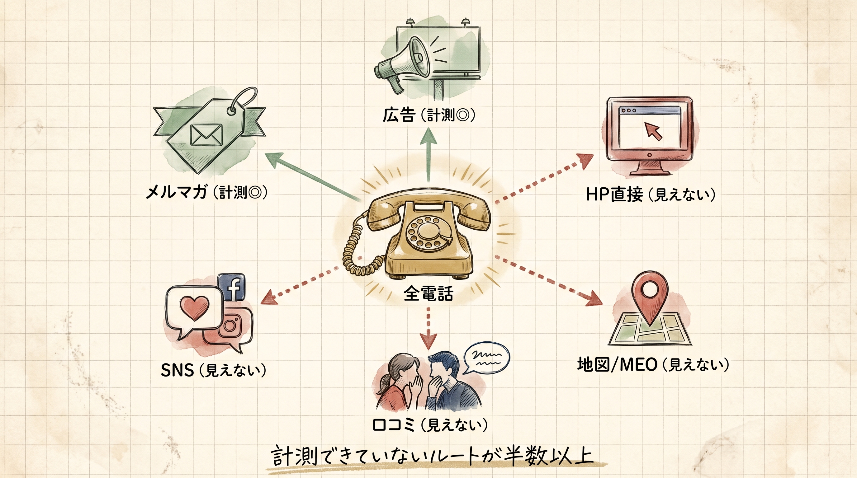 多くの経営者が、電話の半分しか見ていないの図解