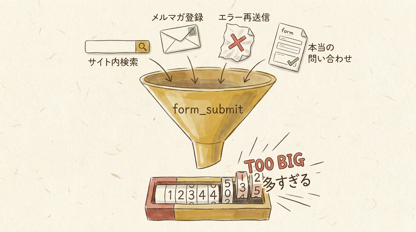 図解：form_submitには検索や再送信など問い合わせ以外が混ざり込む