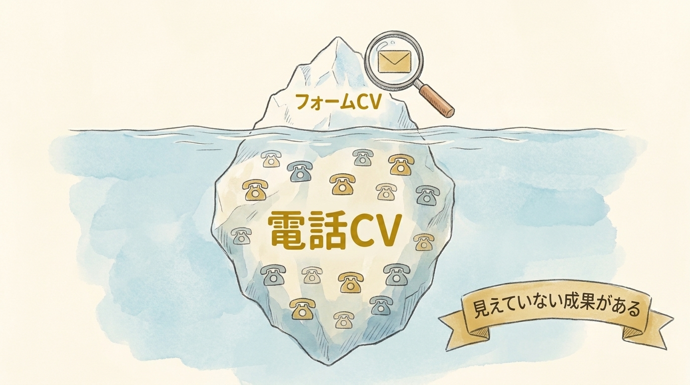 図解：見えているのはフォームCVだけで、水面下に電話CVが隠れている