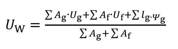 JIS A2102-1で規定されている窓の熱貫流率の計算式