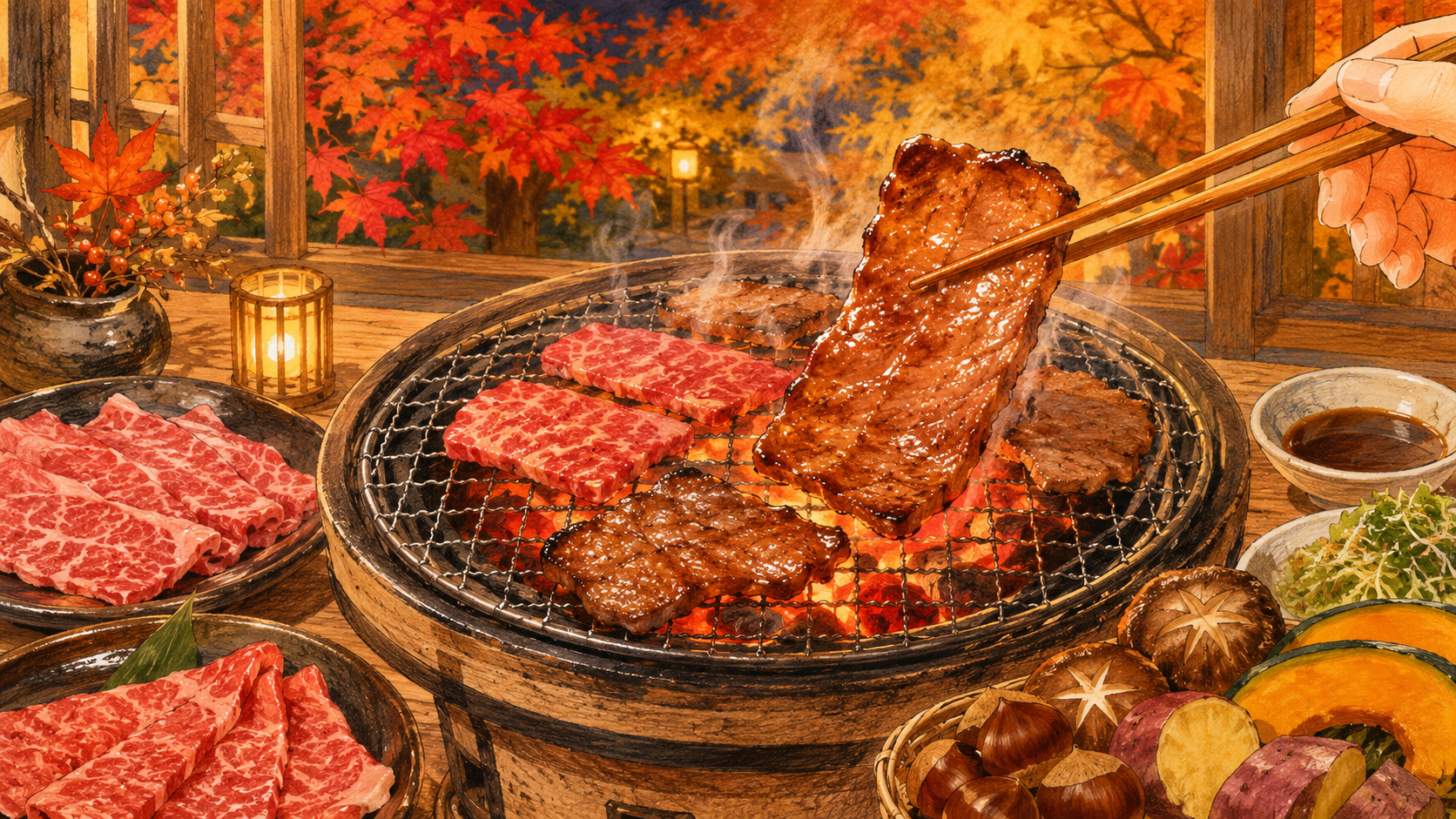 食欲の秋、はじまりました。今夜は七輪焼肉!