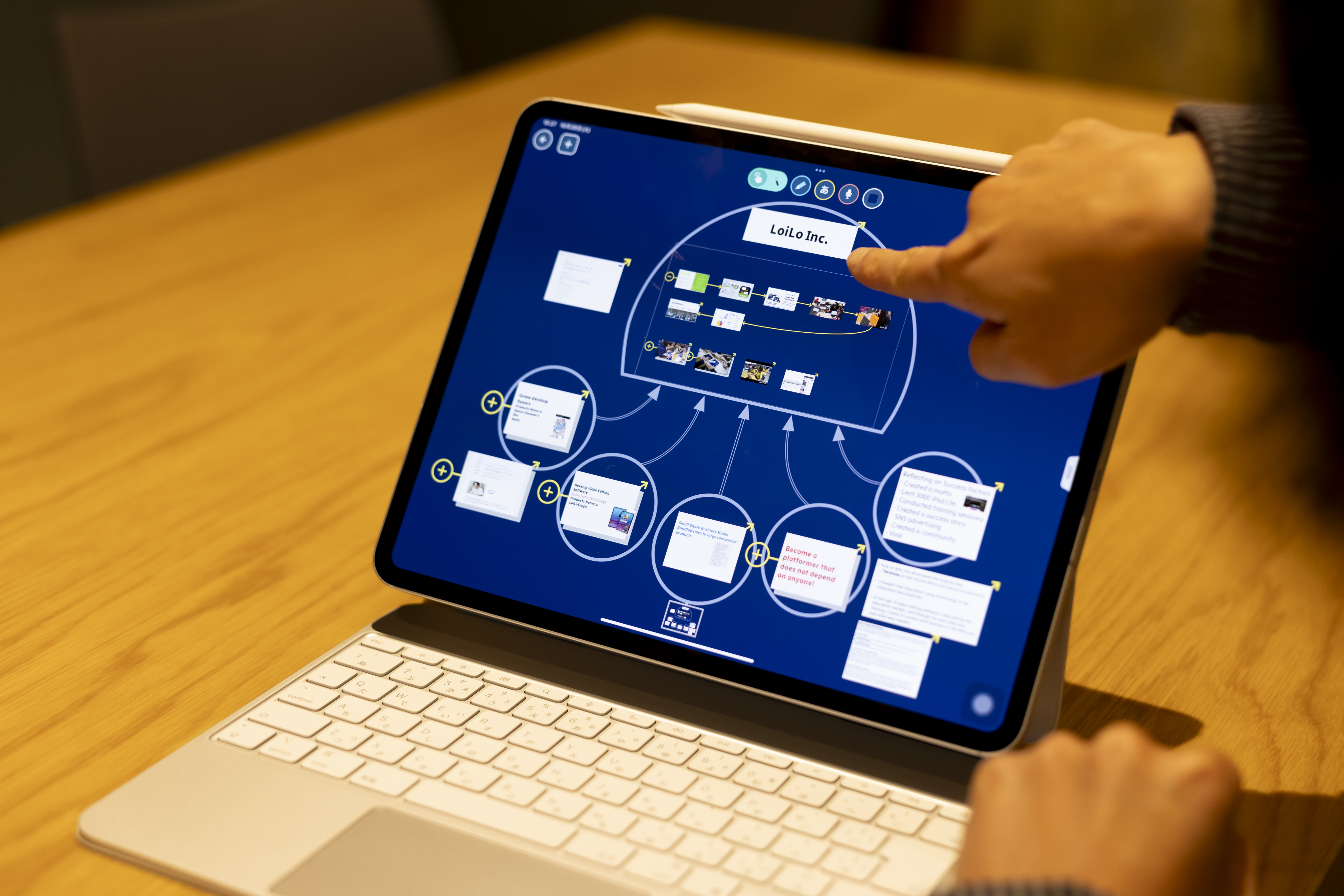 LoiLoNote School in use. The tool lets each student's output be instantly shared with the teacher and classmates.