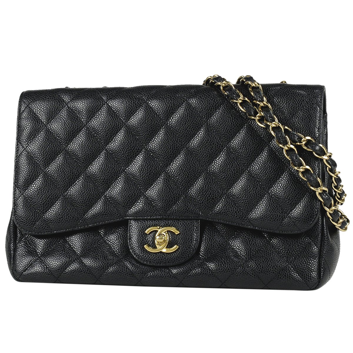 CHANEL マトラッセ キャビアスキンダブルフラップ チェーンショルダー