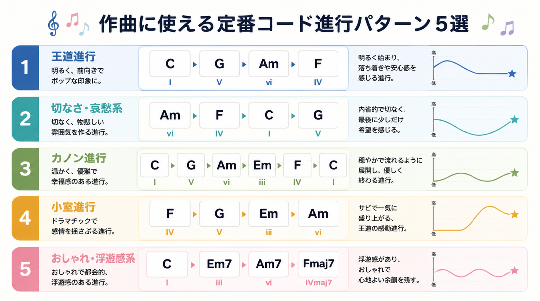 作曲に使える定番コード進行パターン5選