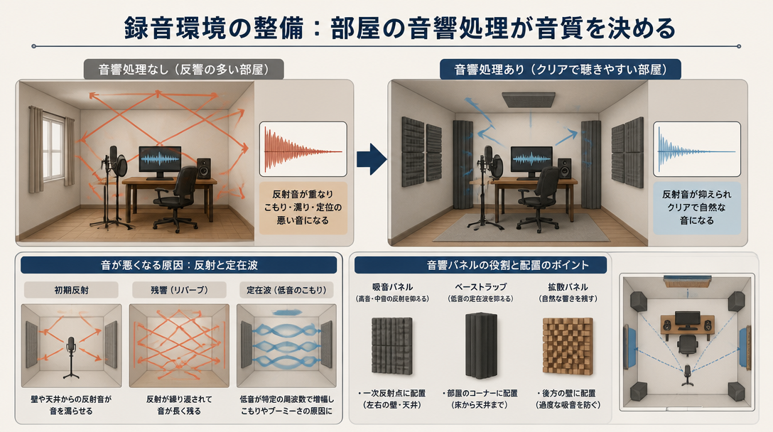 録音環境の整備：部屋の音響処理が音質を決める