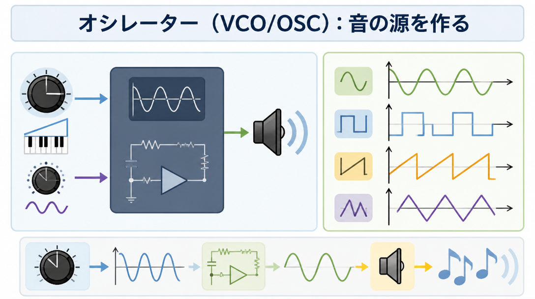 オシレーター（VCO/OSC）：音の源を作る
