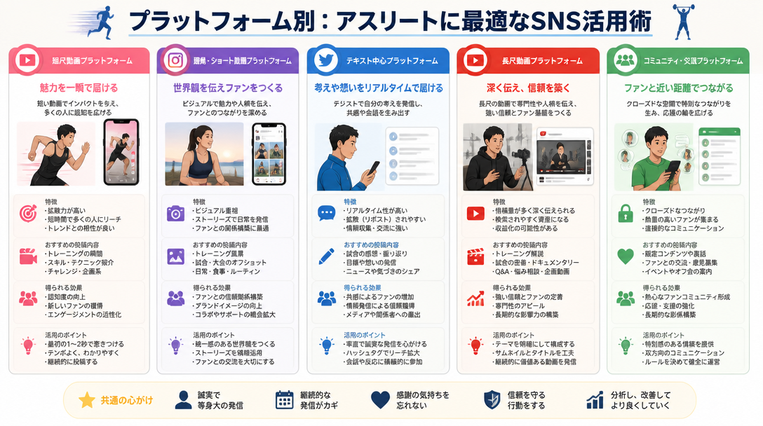 プラットフォーム別：アスリートに最適なSNS活用術