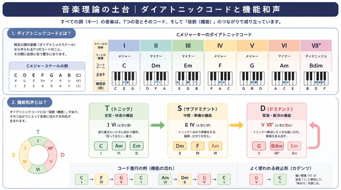 音楽理論の土台｜ダイアトニックコードと機能和声