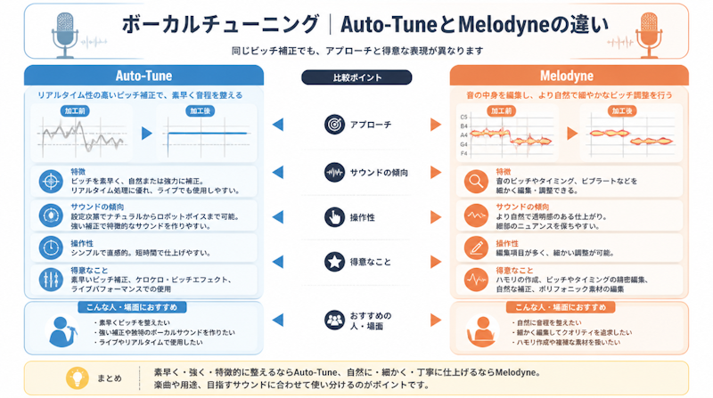 ボーカルチューニング｜Auto-TuneとMelodyneの違い