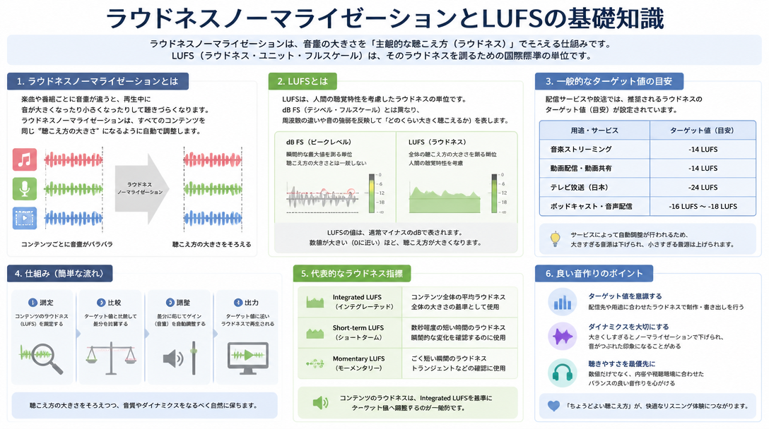 ラウドネスノーマライゼーションとLUFSの基礎知識