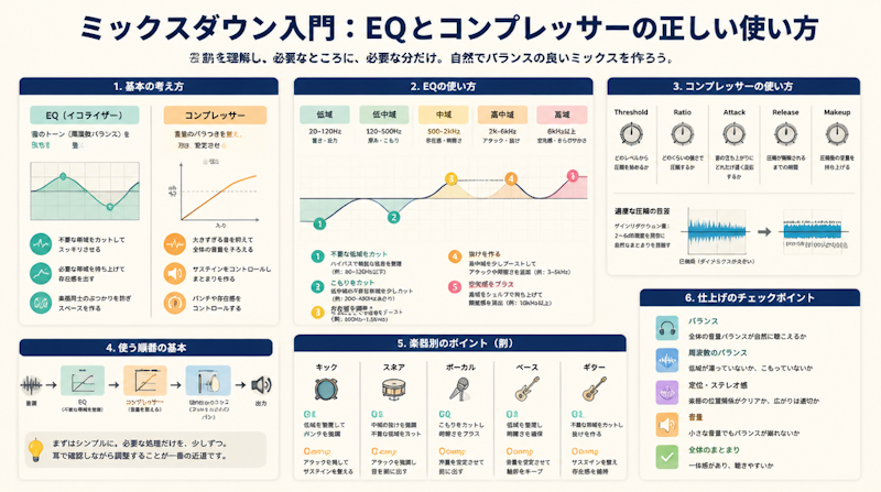 ミックスダウン入門：EQとコンプレッサーの正しい使い方