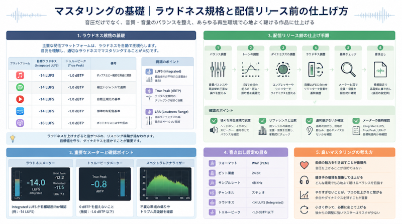 マスタリングの基礎｜ラウドネス規格と配信リリース前の仕上げ方