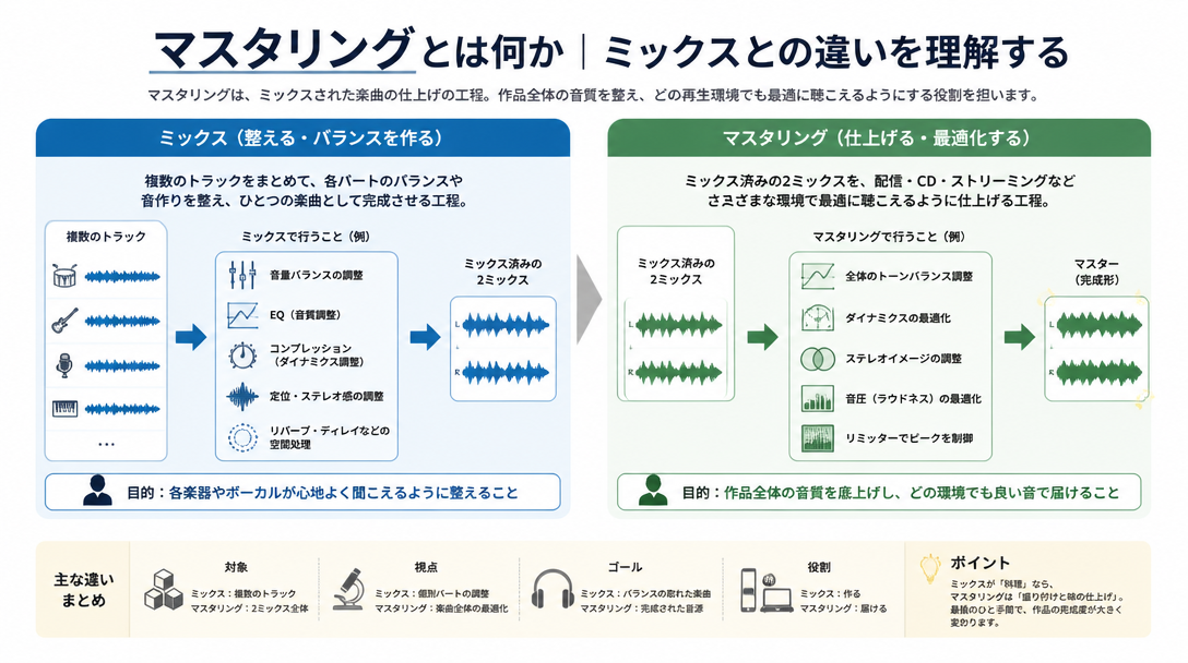 マスタリングとは何か|ミックスとの違いを理解する