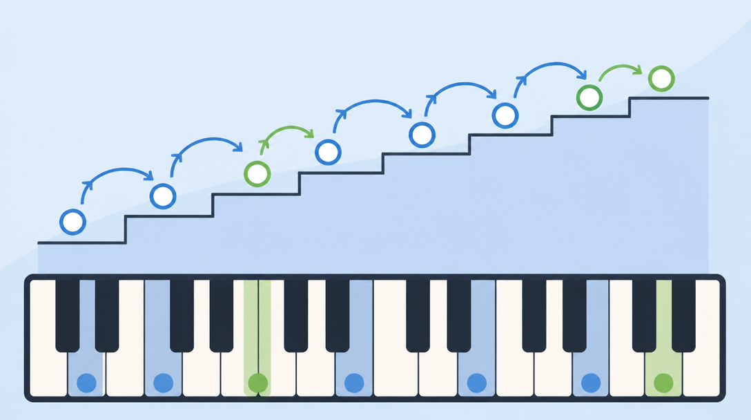 How the Major Scale Works (W-W-H-W-W-W-H)