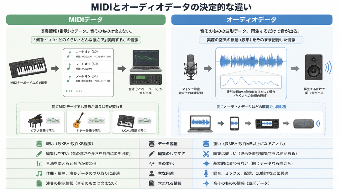 MIDIとオーディオデータの決定的な違い