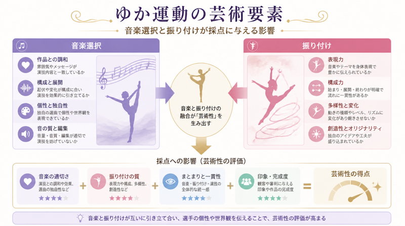 ゆか運動の芸術要素｜音楽選択と振り付けが採点に与える影響