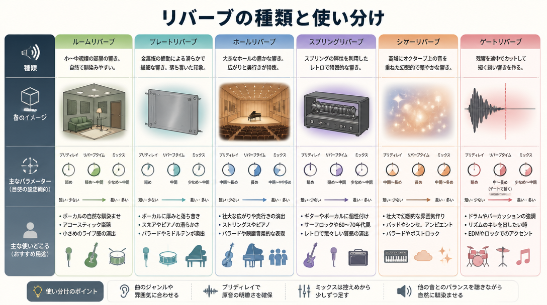 リバーブの種類と使い分け