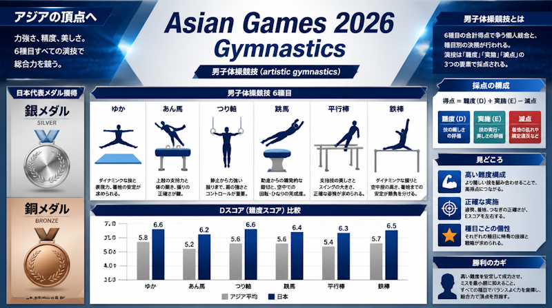 アジア大会2026体操｜種目別決勝と日本男子のDスコア