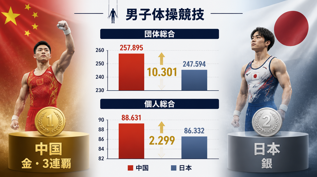 男子団体・個人総合｜中国3連覇と日本の銀