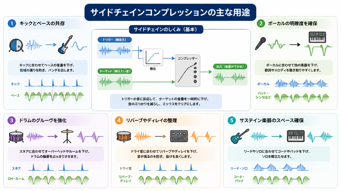 サイドチェインコンプレッションの主な用途