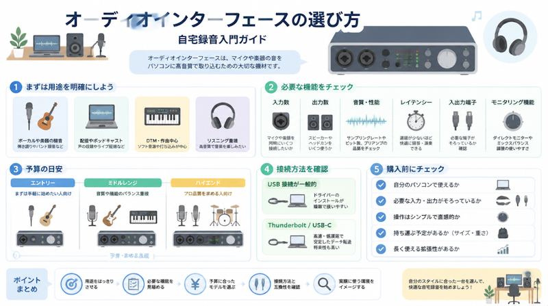 オーディオインターフェースの選び方｜自宅録音入門ガイド