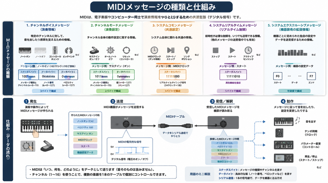 MIDIメッセージの種類と仕組み