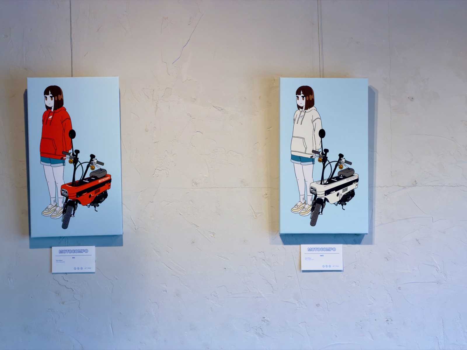 間島口さんの作品：モトコンポ（赤）と（白）のイラスト