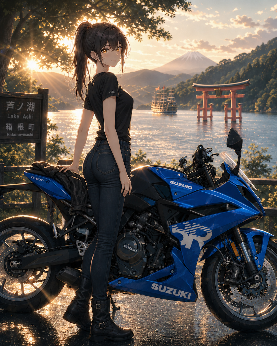 箱根 天山湯治郷ツーリング！GSX-8Rで温泉と温泉むすめ 彩耶ちゃんを