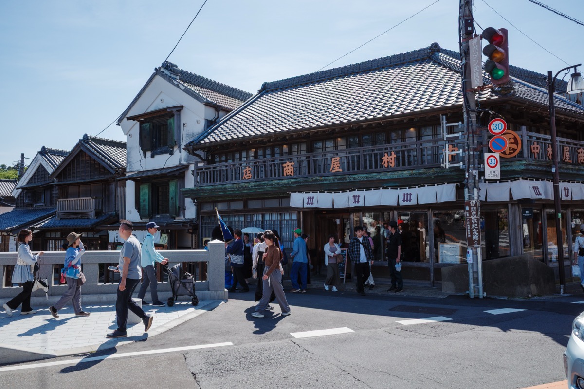 中村屋商店と伊能忠敬記念館付近の町並み