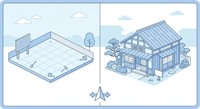 空き家の売り方2パターン ― 更地 vs 古家付き土地