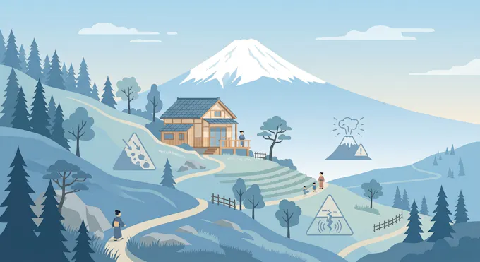 別荘地エリアが抱える3つの災害リスク（地震・土砂災害・火山）