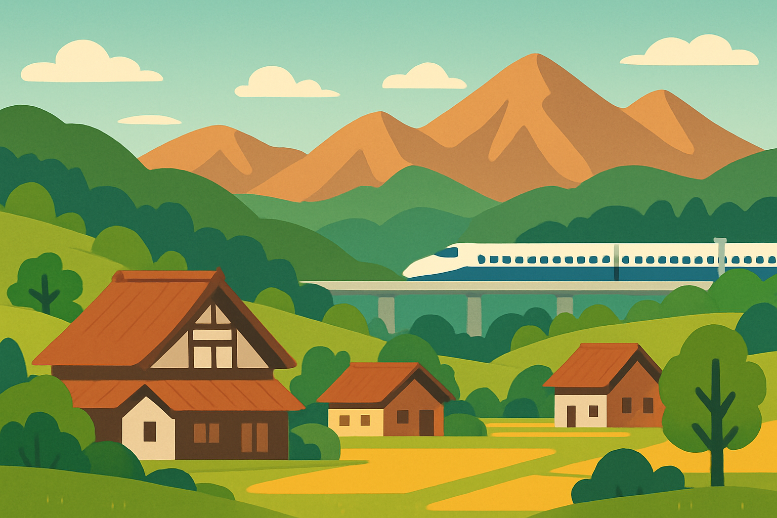 群馬県の自然と住宅街