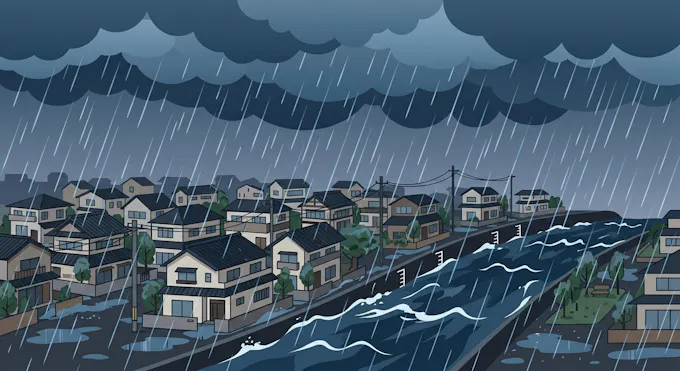 台風と秋雨前線による大雨のイメージ