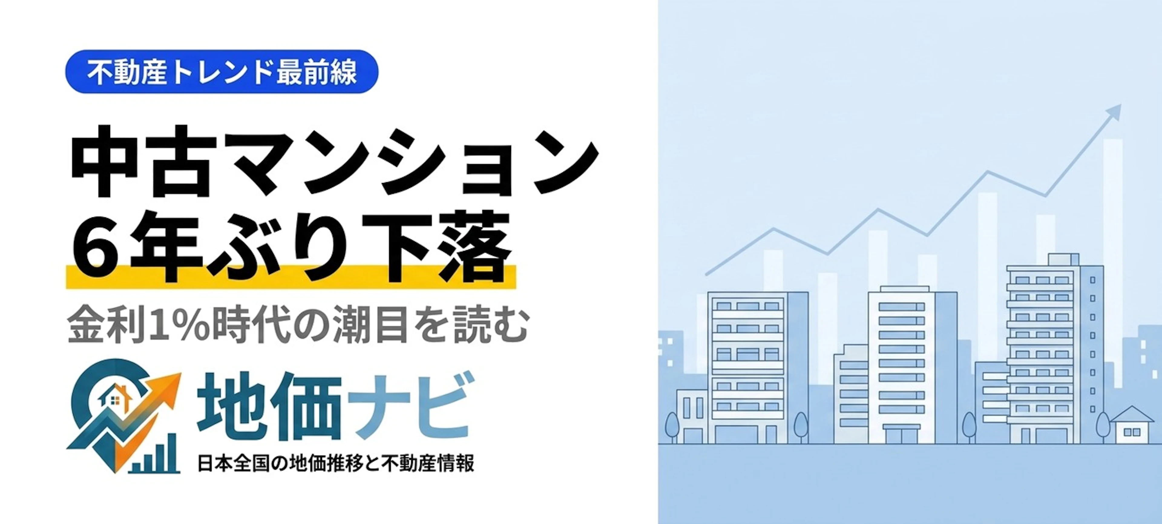 中古マンション6年ぶり下落｜金利1%時代の潮目