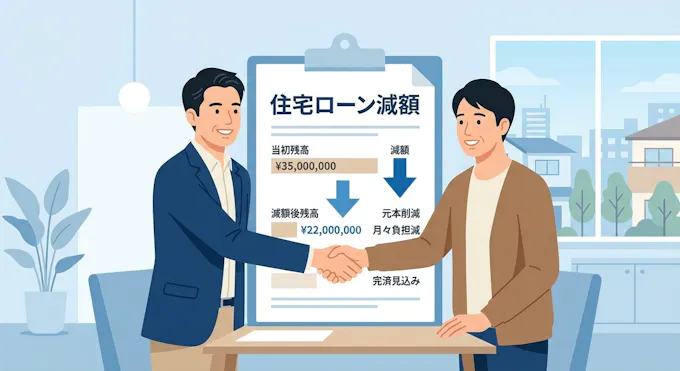 住宅ローンの残高が減額されるイメージ