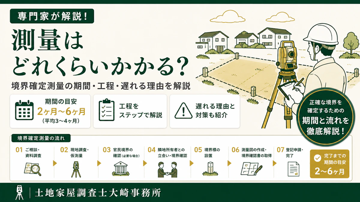 測量はどれくらいかかる？境界確定測量の期間・工程・遅れる理由を解説