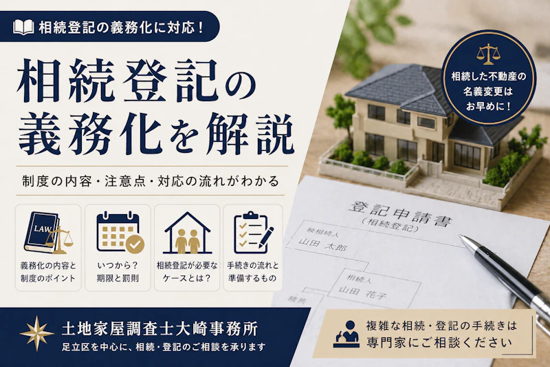 【基礎知識】相続登記の義務化を解説！放置の罰則と土地家屋調査士の役割 - 足立区 土地家屋調査士大崎事務所