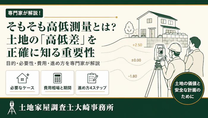 【基礎知識】高低測量とは？費用と必要な場面を足立区の専門家が解説 - 足立区 土地家屋調査士大崎事務所