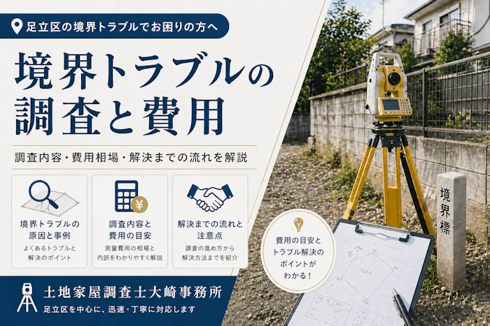 【足立区情報】足立区の境界トラブル｜放置は危険！測量の費用・流れを専門家が解説 - 足立区 土地家屋調査士大崎事務所