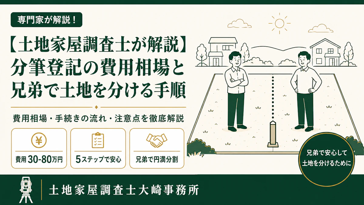 【土地家屋調査士が解説】分筆登記の費用相場と兄弟で土地を分ける手順