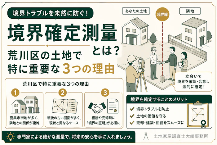 【基礎知識】荒川区の境界確定測量｜費用相場と失敗しない専門家選び - 足立区 土地家屋調査士大崎事務所
