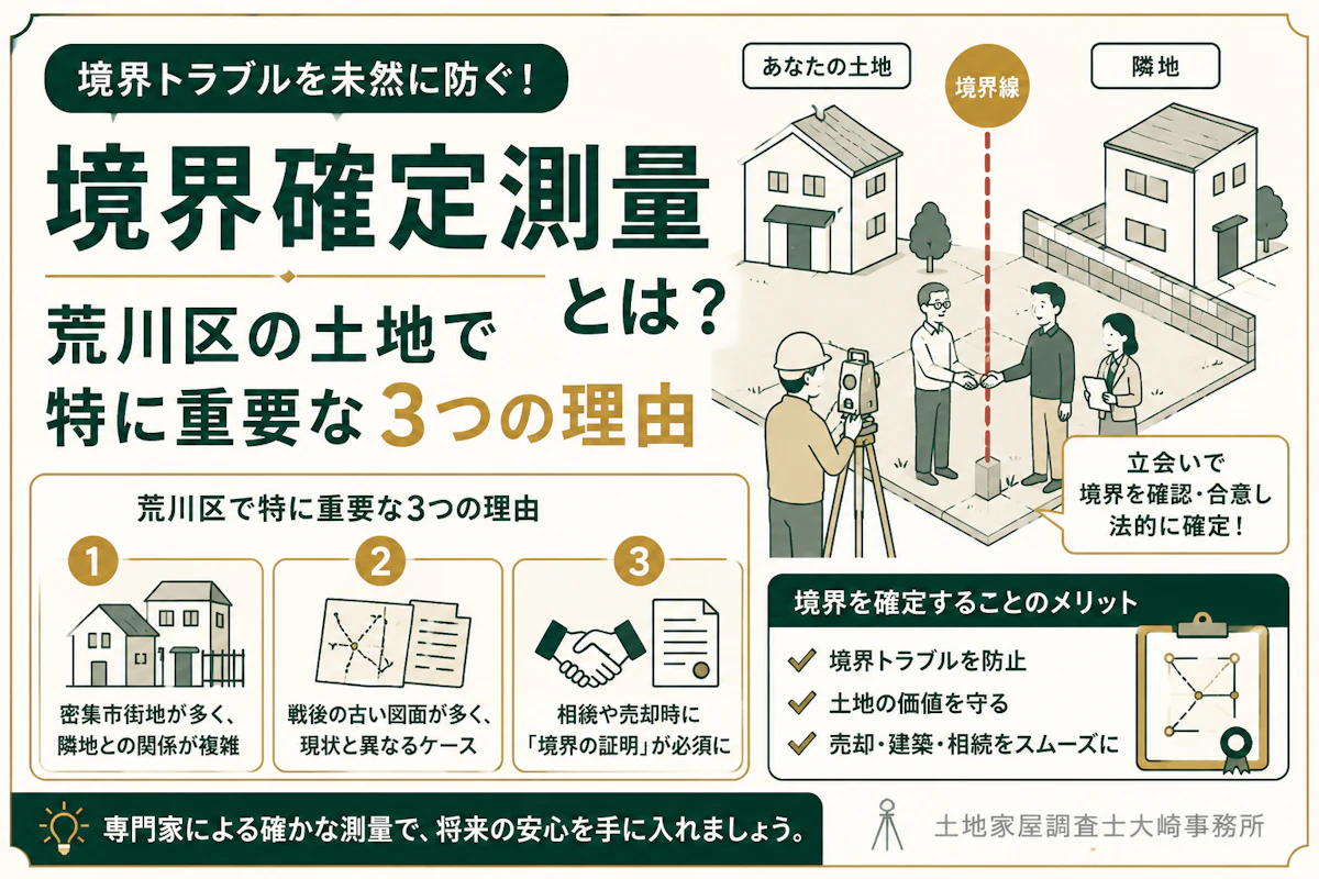 荒川区の境界確定測量|費用相場と失敗しない専門家選び