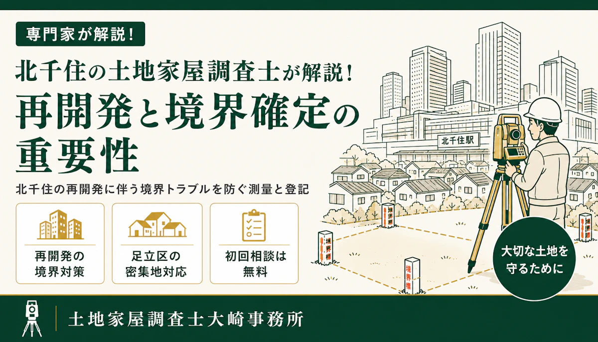 北千住の土地家屋調査士が解説！再開発と境界確定の重要性