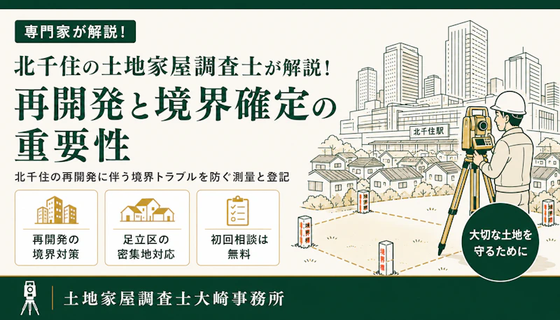 【足立区情報】北千住の土地家屋調査士が解説！再開発と境界確定の重要性 - 足立区 土地家屋調査士大崎事務所