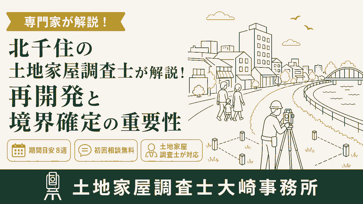 北千住の土地家屋調査士が解説!再開発と境界確定の重要性