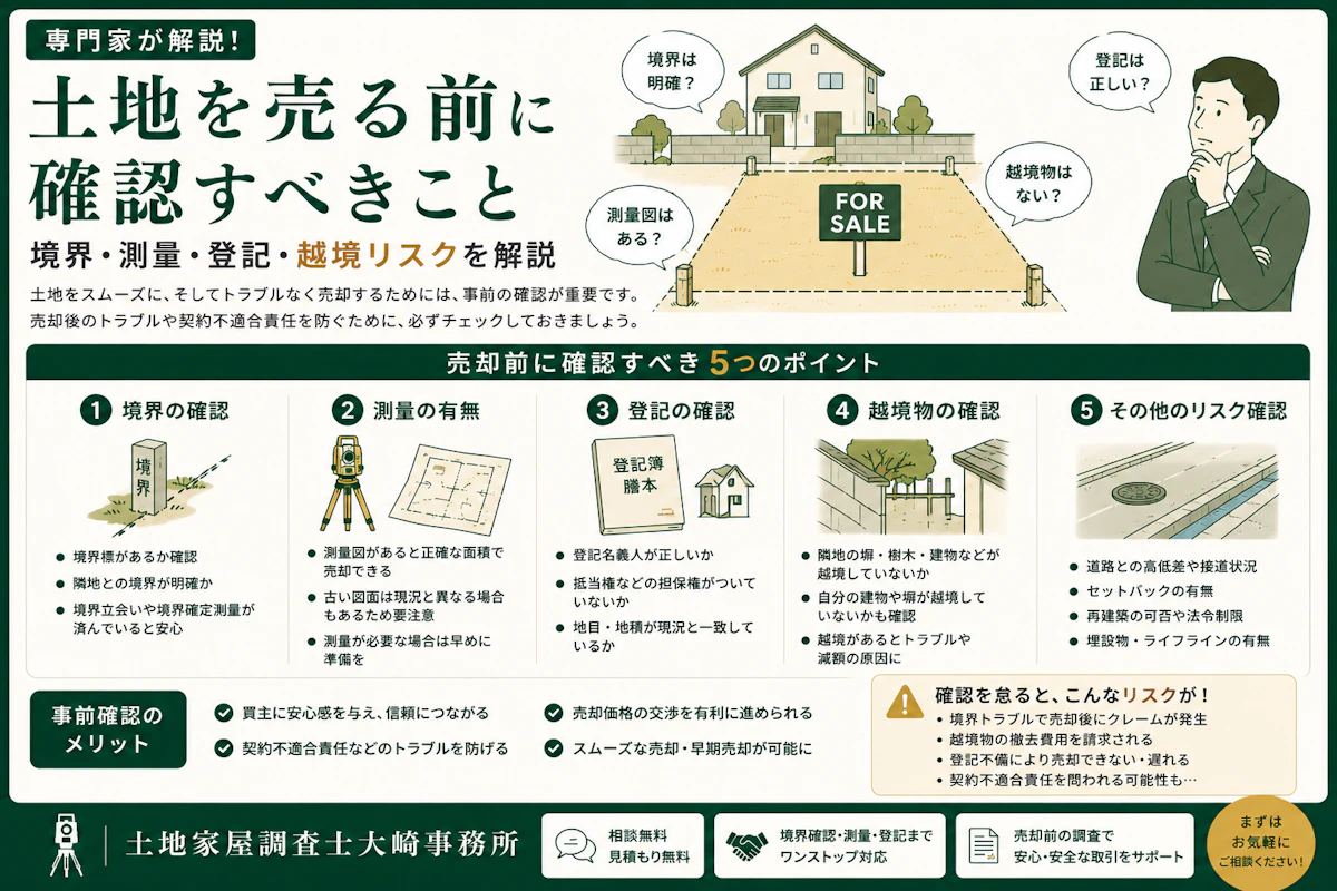 土地を売る前に確認すべきこと｜境界・測量・登記・越境リスクを解説