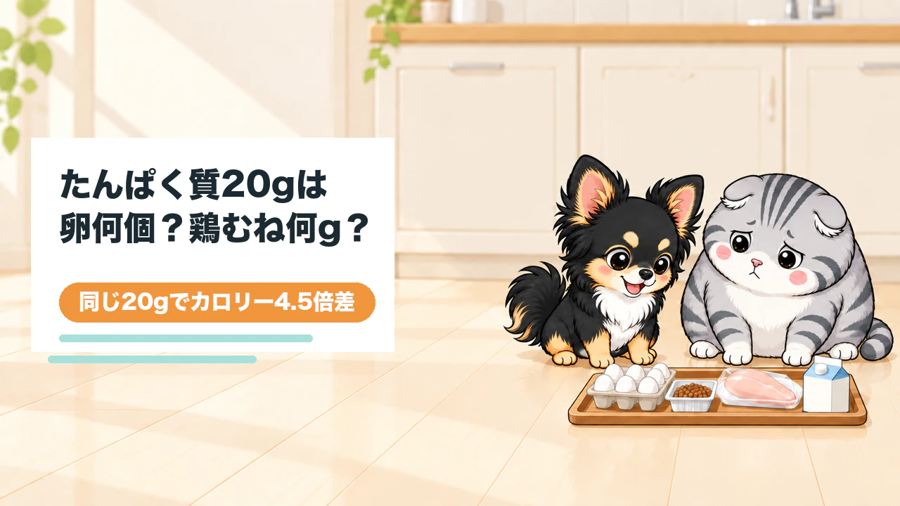 たんぱく質20gは卵何個？鶏むね何g？40代からのカロリー比較